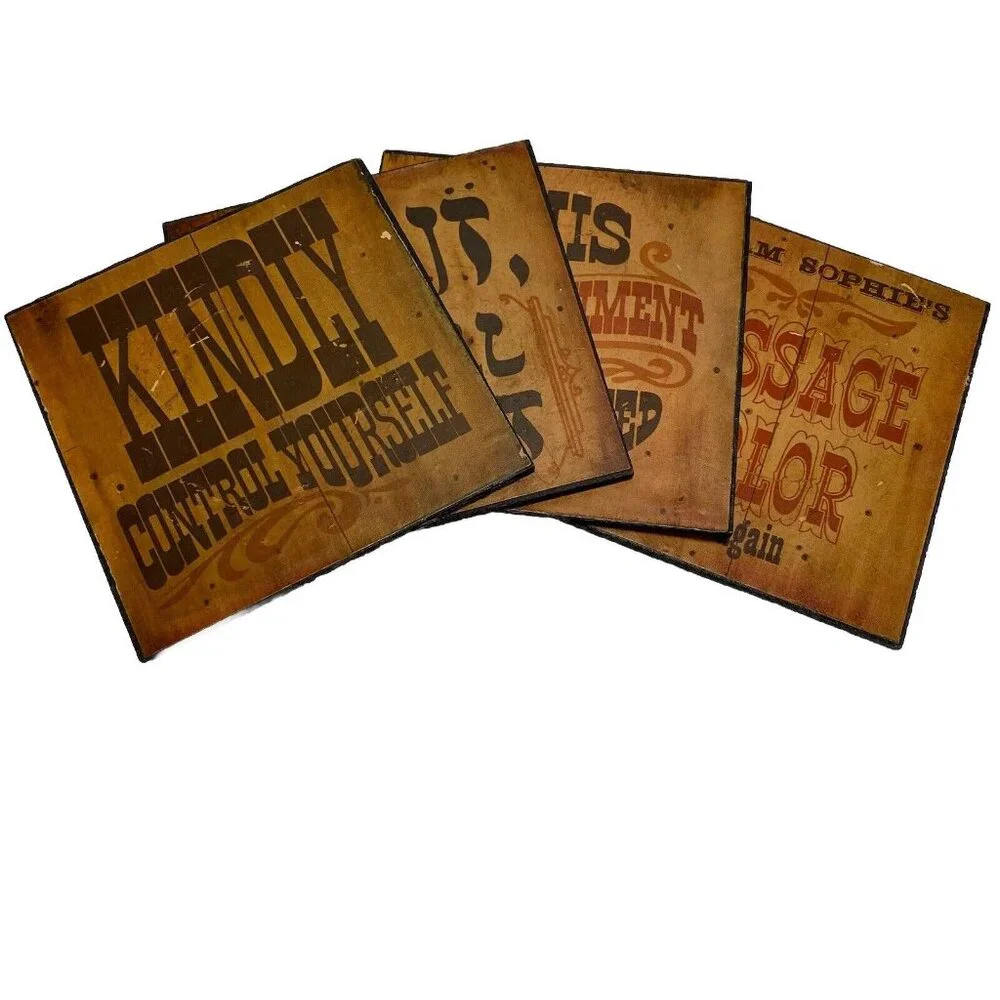 Vtg 70’s Retro Bar Coasters Humor Cocktail Beer Drinking MCM Man Cave Lot of 4